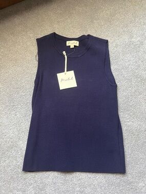 Marled Sleeveless Knit Tank - Navy